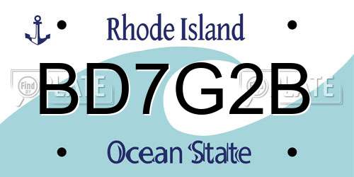 BD7G2B Rhode Island License Plate