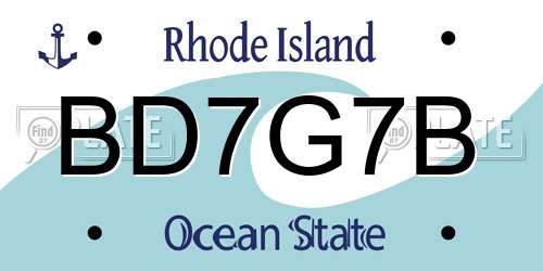BD7G7B Rhode Island License Plate