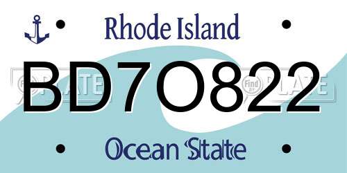 BD7O822 Rhode Island License Plate