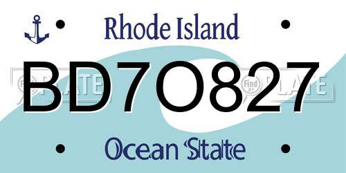 BD7O827 Rhode Island License Plate