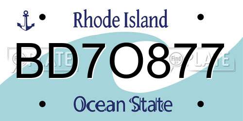 BD7O877 Rhode Island License Plate