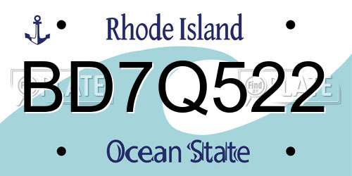BD7Q522 Rhode Island License Plate