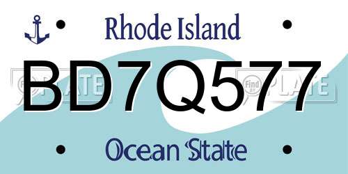 BD7Q577 Rhode Island License Plate