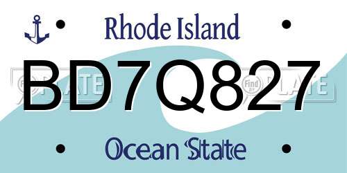 BD7Q827 Rhode Island License Plate