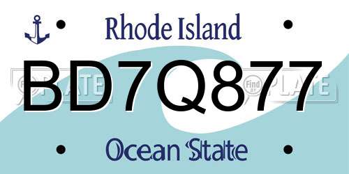 BD7Q877 Rhode Island License Plate
