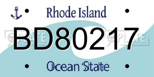 BD80217 Rhode Island License Plate