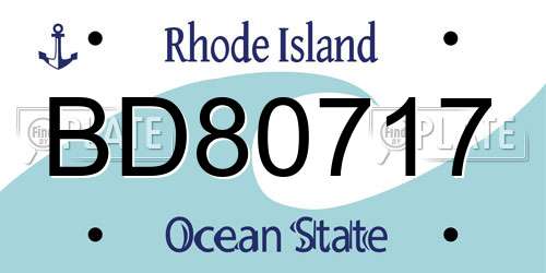 BD80717 Rhode Island License Plate
