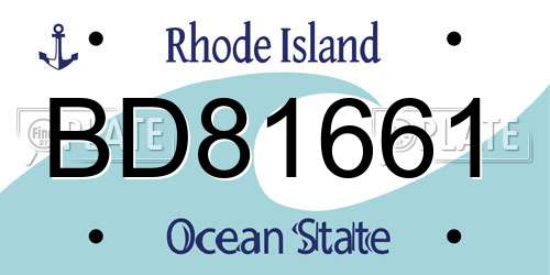BD81661 Rhode Island License Plate