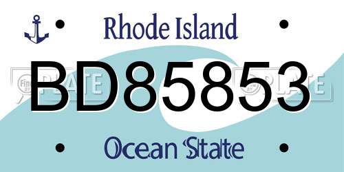 BD85853 Rhode Island License Plate