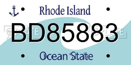BD85883 Rhode Island License Plate