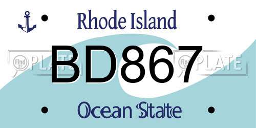BD867 Rhode Island License Plate