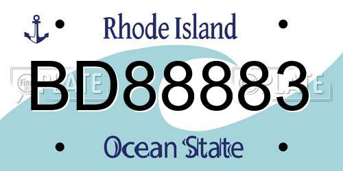 BD88883 Rhode Island License Plate
