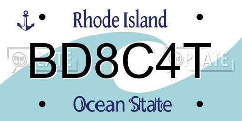 BD8C4T Rhode Island License Plate