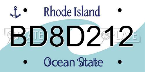 BD8D212 Rhode Island License Plate
