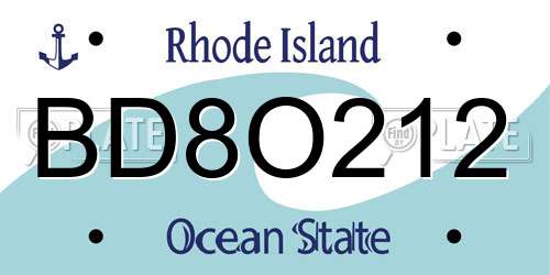 BD8O212 Rhode Island License Plate