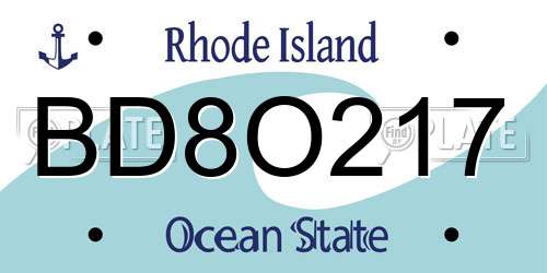BD8O217 Rhode Island License Plate