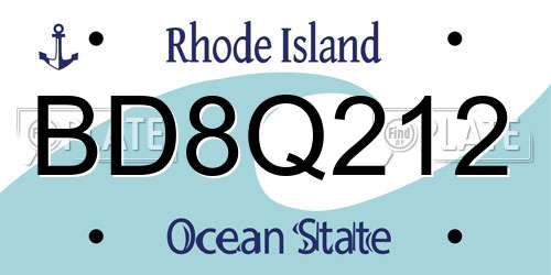 BD8Q212 Rhode Island License Plate