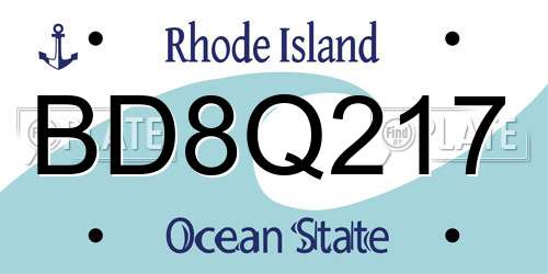 BD8Q217 Rhode Island License Plate