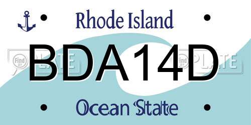 BDA14D Rhode Island License Plate