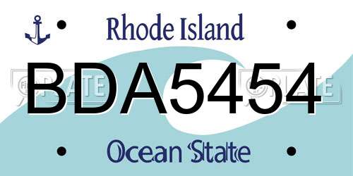 BDA5454 Rhode Island License Plate