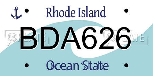 BDA626 Rhode Island License Plate