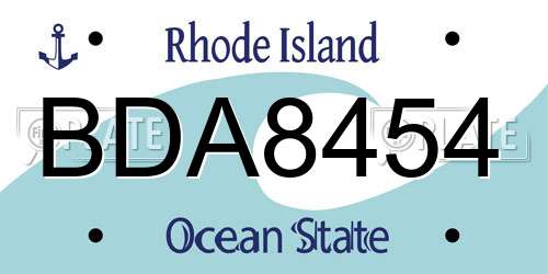 BDA8454 Rhode Island License Plate