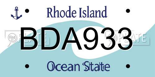 BDA933 Rhode Island License Plate