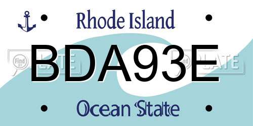 BDA93E Rhode Island License Plate