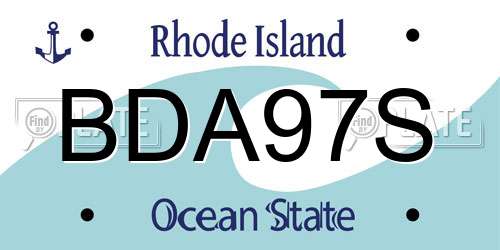 BDA97S Rhode Island License Plate