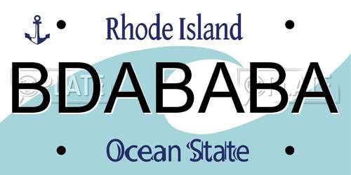 BDABABA Rhode Island License Plate
