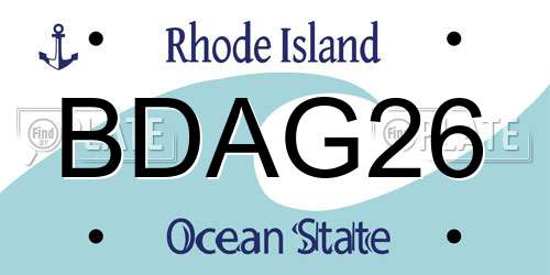 BDAG26 Rhode Island License Plate