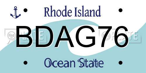 BDAG76 Rhode Island License Plate