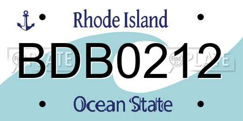 BDB0212 Rhode Island License Plate