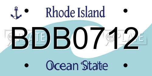 BDB0712 Rhode Island License Plate