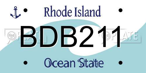 BDB211 Rhode Island License Plate