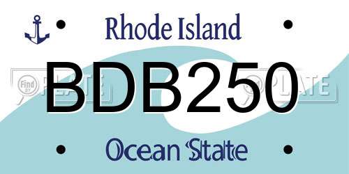 BDB250 Rhode Island License Plate