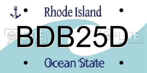 BDB25D Rhode Island License Plate