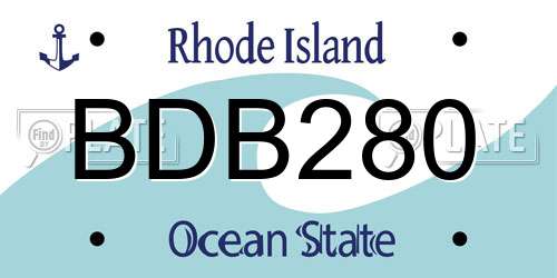 BDB280 Rhode Island License Plate