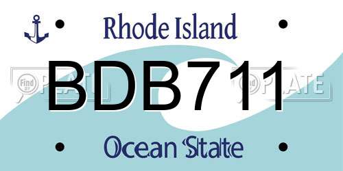 BDB711 Rhode Island License Plate