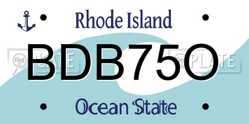 BDB75O Rhode Island License Plate