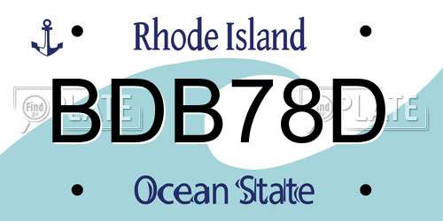 BDB78D Rhode Island License Plate