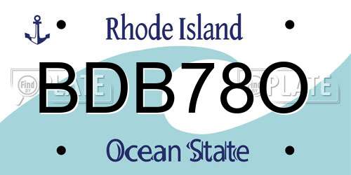 BDB78O Rhode Island License Plate
