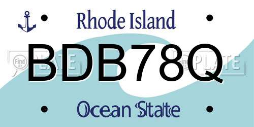 BDB78Q Rhode Island License Plate