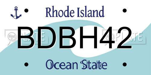 BDBH42 Rhode Island License Plate