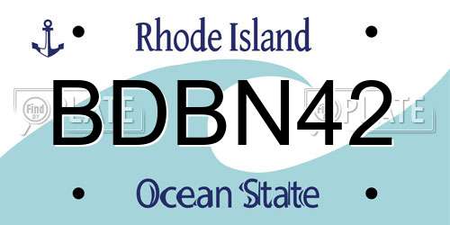 BDBN42 Rhode Island License Plate