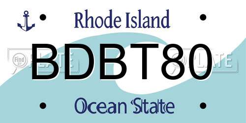 BDBT80 Rhode Island License Plate