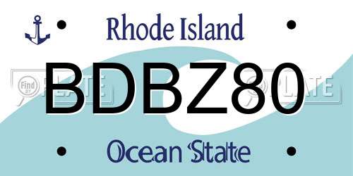 BDBZ80 Rhode Island License Plate