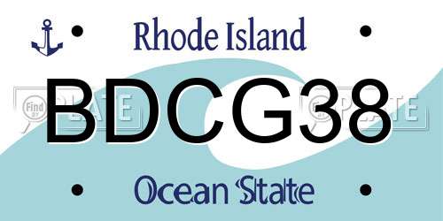 BDCG38 Rhode Island License Plate