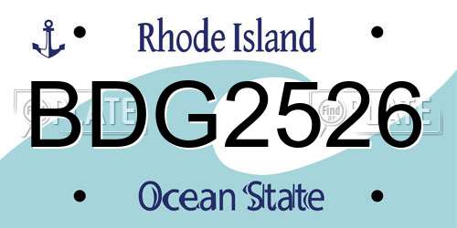 BDG2526 Rhode Island License Plate