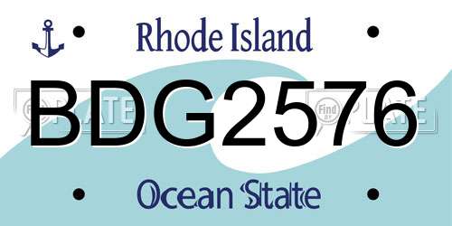 BDG2576 Rhode Island License Plate